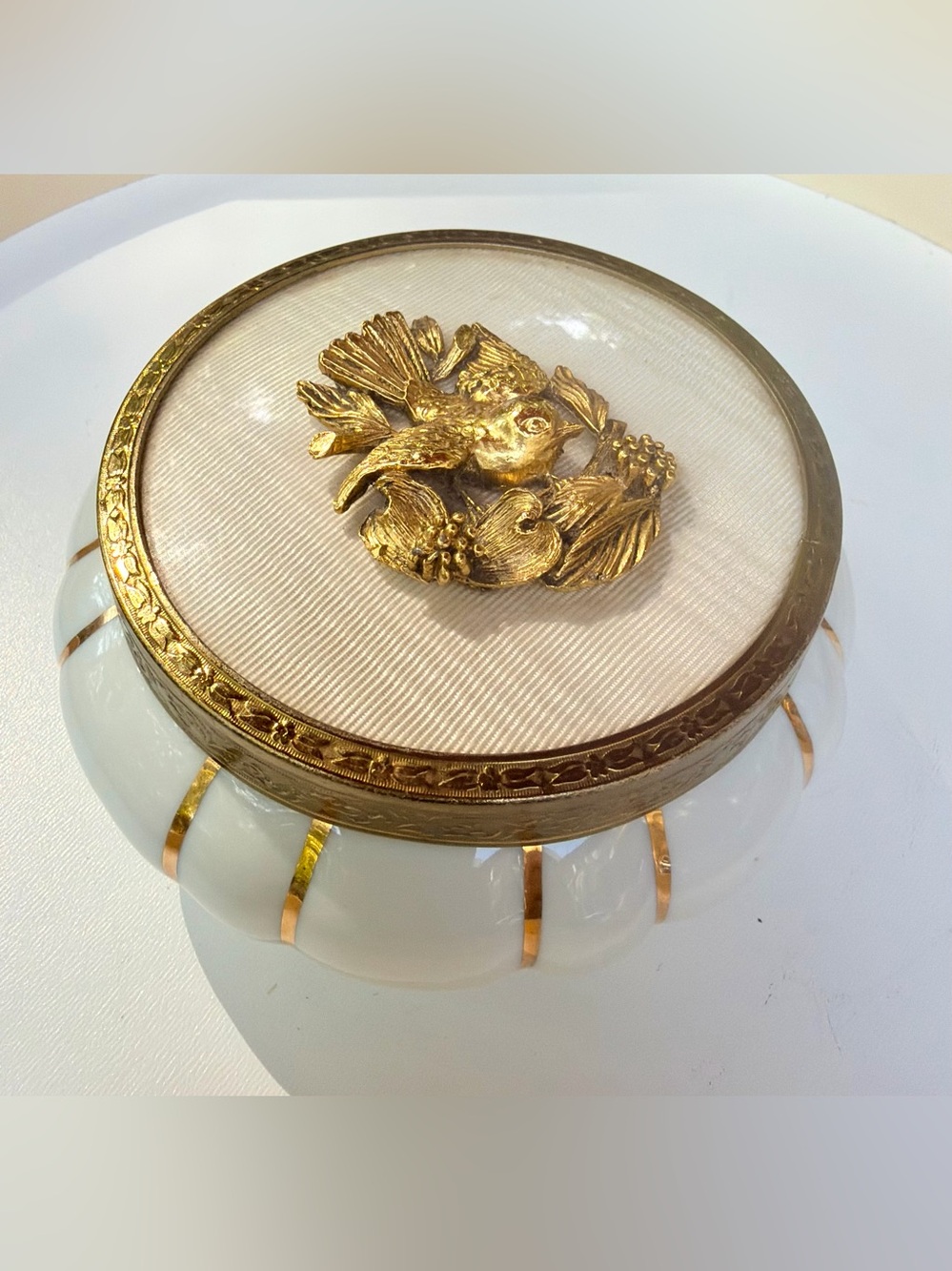 Vintage Hollywood Regency-Style
Porcelain Powder Jar Turned Jewelry Trinket Box